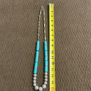 J CREW Turquoise and gold tone rhinestone ball Necklace